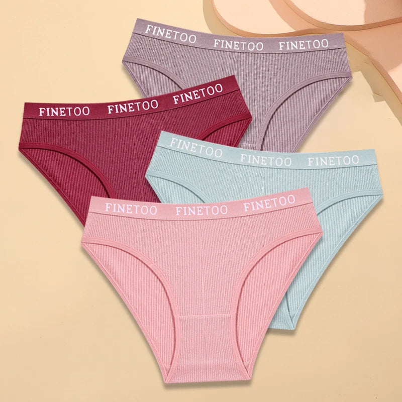 FINETOO Women's Cotton Striped Underwear 4Pcs