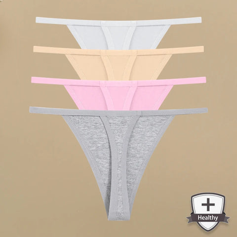 4 stuks katoenen strings voor dames - Sexy ondergoed met dunne taille