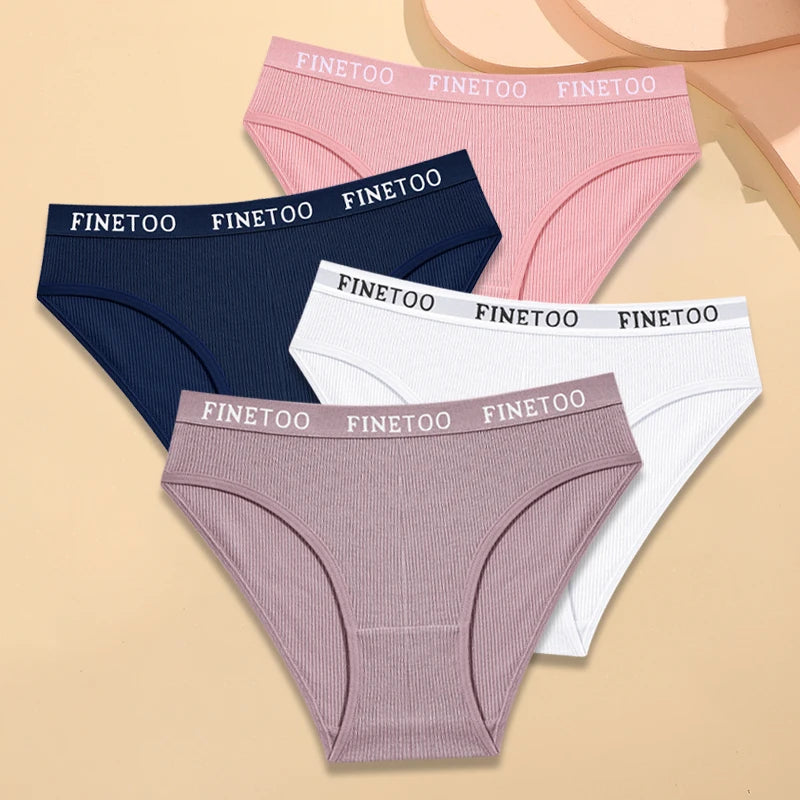 FINETOO Women's Cotton Striped Underwear 4Pcs