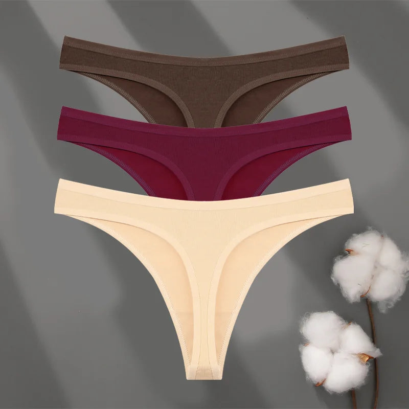 3Pcs Cotton Seamless Panties Set for Women