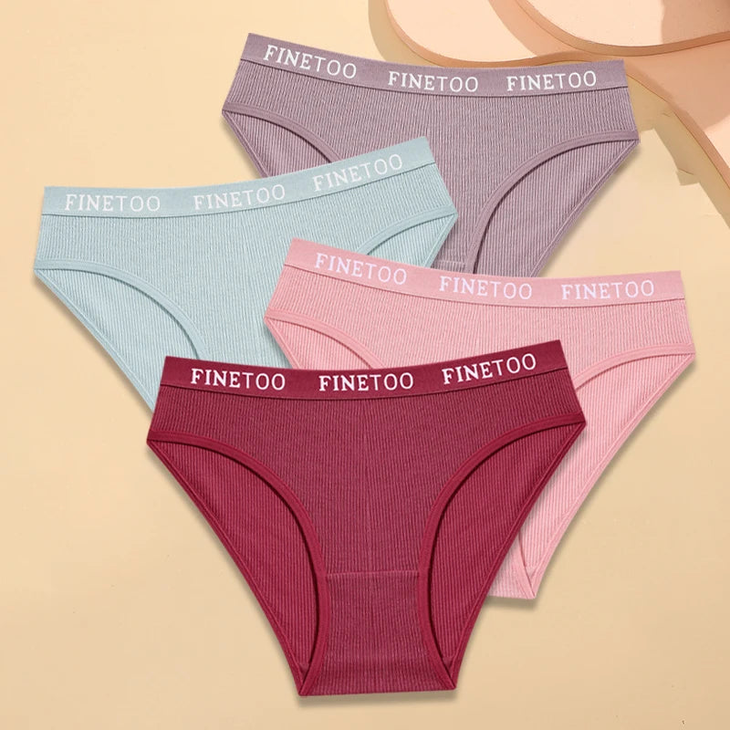 FINETOO Women's Cotton Striped Underwear 4Pcs