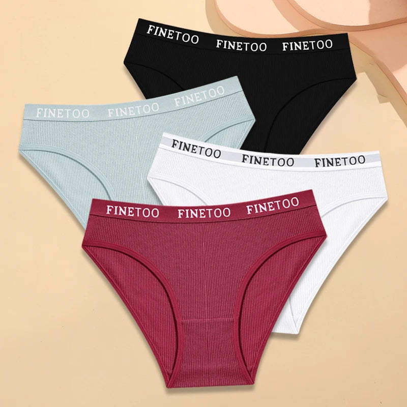 FINETOO Women's Cotton Striped Underwear 4Pcs