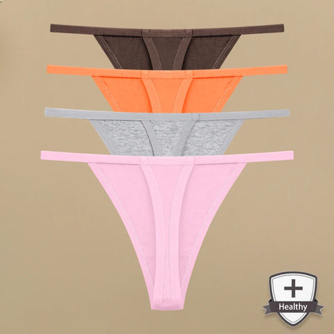 4 stuks katoenen strings voor dames - Sexy ondergoed met dunne taille