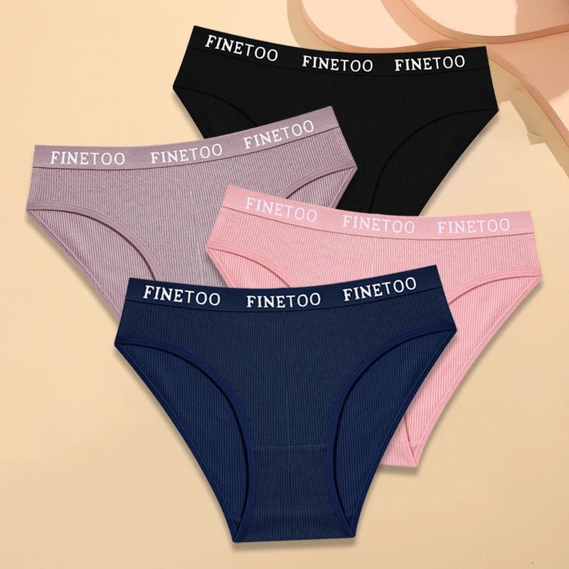 FINETOO Women's Cotton Striped Underwear 4Pcs