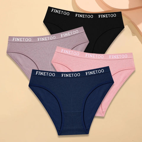 FINETOO Dames katoenen gestreept ondergoed 4 stuks