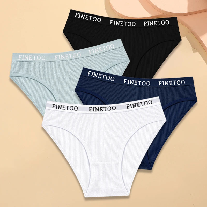 FINETOO Women's Cotton Striped Underwear 4Pcs