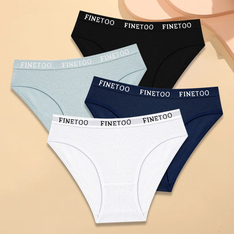 FINETOO Dames katoenen gestreept ondergoed 4 stuks