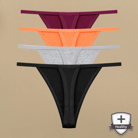 4 stuks katoenen strings voor dames - Sexy ondergoed met dunne taille
