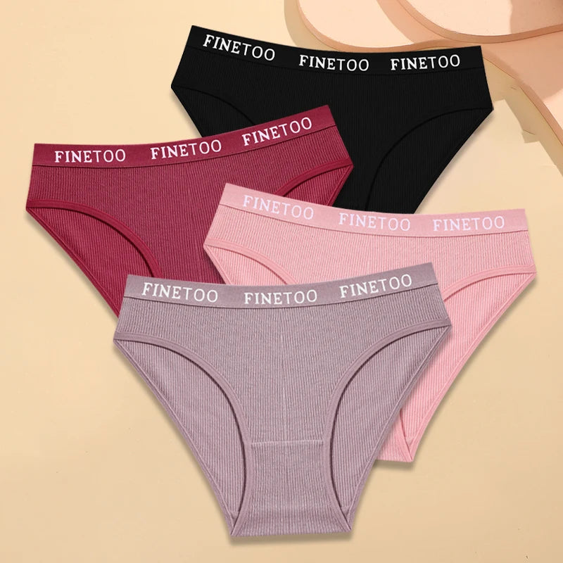 FINETOO Women's Cotton Striped Underwear 4Pcs