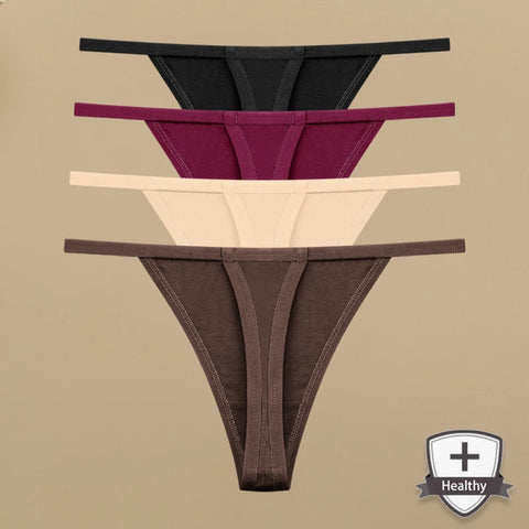 4 stuks katoenen strings voor dames - Sexy ondergoed met dunne taille