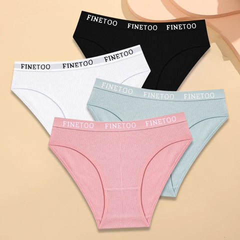FINETOO Dames katoenen gestreept ondergoed 4 stuks