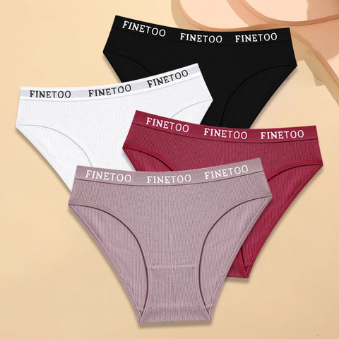 FINETOO Dames katoenen gestreept ondergoed 4 stuks