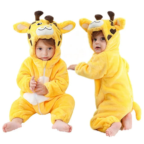 MICHLEY Winter Baby Rompers Hooded Flannel Cosplay