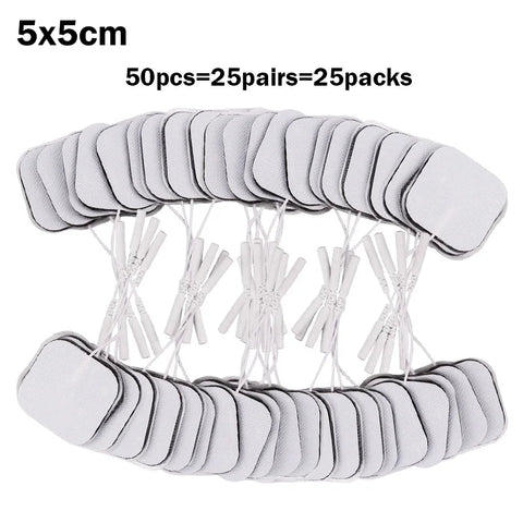 20/100p 5x5cm TENS EMS Nerve Muscle Stimulator Gel Electrode Pads with 2mm Plug