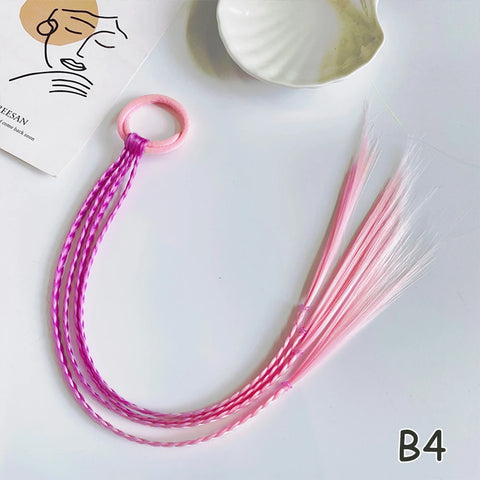 Colorful Synthetic Kids Ponytail Wigs with Headbands and Rubber Bands