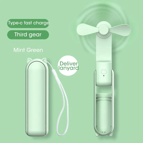 2000mAh Mini Portable Fan - USB Rechargeable, Collapsible Handheld & Desktop Fan for Office and Home