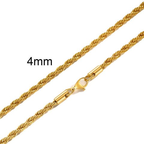 Minimalist Twist Rope Chain Necklace for Men & Women - Stylish Stainless Steel Jewelry in Gold, Silver, and Black
