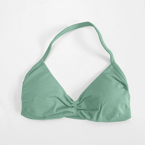 NCLAGEN Strappy Bra Gym Top for Women – High Support Seamless Halter Sports Bra with Pads