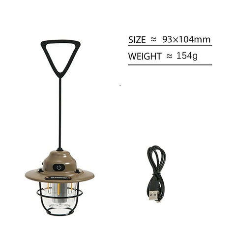 PACOONE Retro Portable Camping Lantern - IPX4 Waterproof Emergency Light for Outdoor Adventures