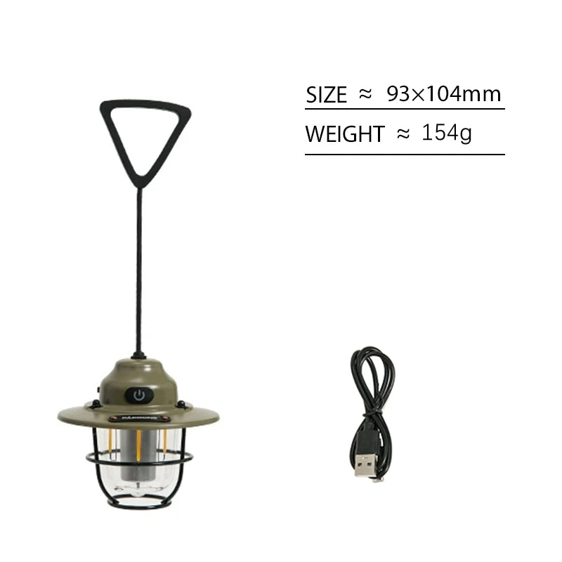 PACOONE Retro Portable Camping Lantern - IPX4 Waterproof Emergency Light for Outdoor Adventures