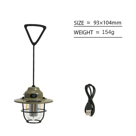 PACOONE Retro Portable Camping Lantern - IPX4 Waterproof Emergency Light for Outdoor Adventures