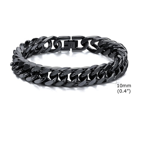 Stylish Double Curb Chain Bracelets for Men and Boys - Stainless Steel Miami Link Wristband