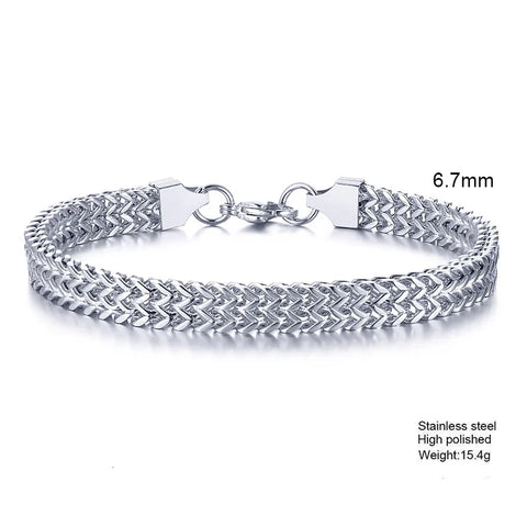 Stylish Stainless Steel Bali Foxtail Chain Bracelet for Men - Double Franco Link Chain Bracelet