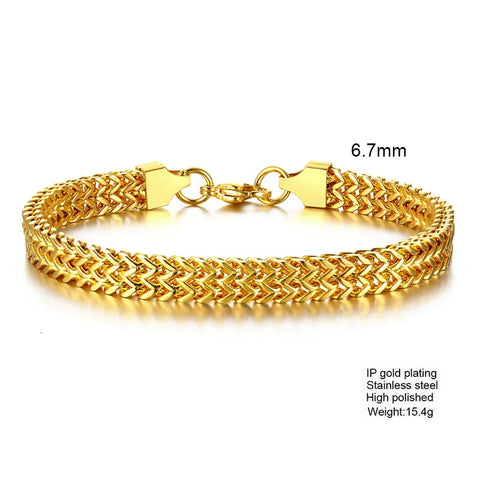 Stylish Stainless Steel Bali Foxtail Chain Bracelet for Men - Double Franco Link Chain Bracelet