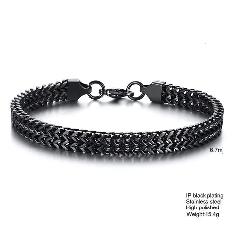 Stylish Stainless Steel Bali Foxtail Chain Bracelet for Men - Double Franco Link Chain Bracelet