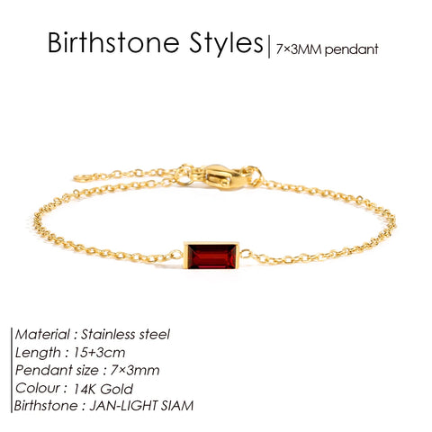 eManco Fashion Jewelry Stainless Steel 7*3MM Square Birthstone Bracelet with Sparkling Rhinestones