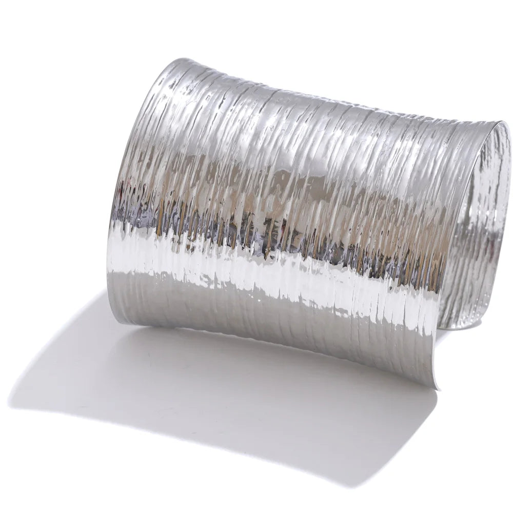 Yhpup Statement Stainless Steel Big Wide Bracelet Bangle - Waterproof & Exaggerated Jewelry