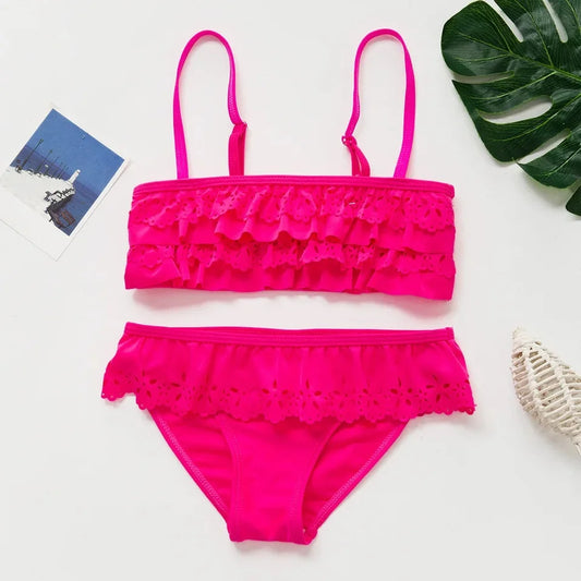 Sweet Hollow Out Girls Swimwear Set