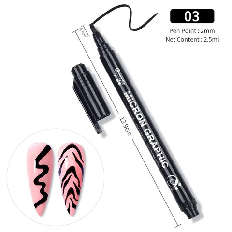 BORN PRETTY Nail Art Graffiti Pen Waterproof Painting Drawing Pen Brushes Dot Liner Pen DIY Nail Art Design Tool Manicure