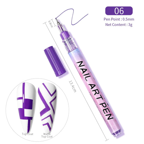 BORN PRETTY Nail Art Graffiti Pen Waterproof Painting Drawing Pen Brushes Dot Liner Pen DIY Nail Art Design Tool Manicure