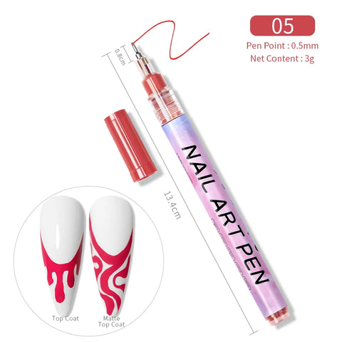 BORN PRETTY Nail Art Graffiti Pen Waterproof Painting Drawing Pen Brushes Dot Liner Pen DIY Nail Art Design Tool Manicure