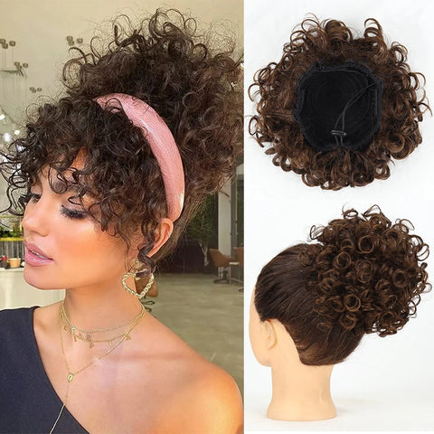 Messy Hair Bun Hair Piece - Large Curly Loose Wave Ponytail Extension