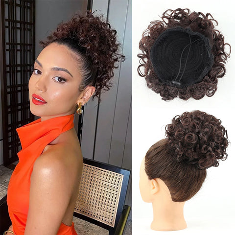 Messy Hair Bun Hair Piece - Large Curly Loose Wave Ponytail Extension