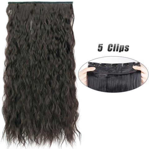 Synthetische 5 Clip-in haarextensies - Lang steil haarstuk 