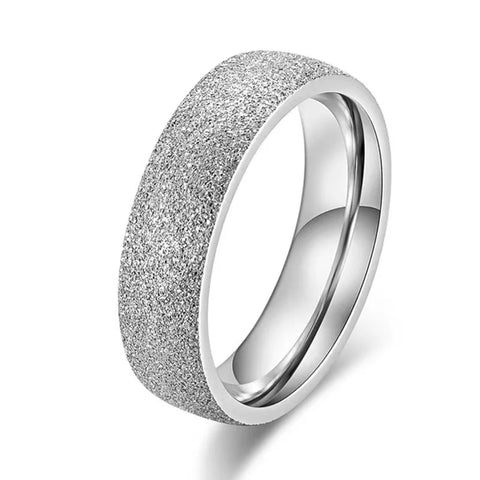 SUNIBI Frosted Stainless Steel Ring for Women – Elegant Gold Finger Ring for Fashion and Weddings