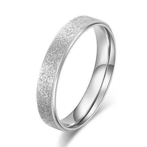 SUNIBI Frosted Stainless Steel Ring for Women – Elegant Gold Finger Ring for Fashion and Weddings