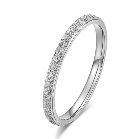 SUNIBI Frosted Stainless Steel Ring for Women – Elegant Gold Finger Ring for Fashion and Weddings