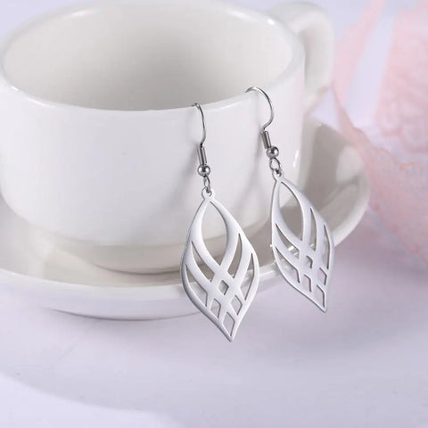 Skyrim Stainless Steel Symmetrical Geometry Drop Earrings - Golden Black Statement Jewelry for Women