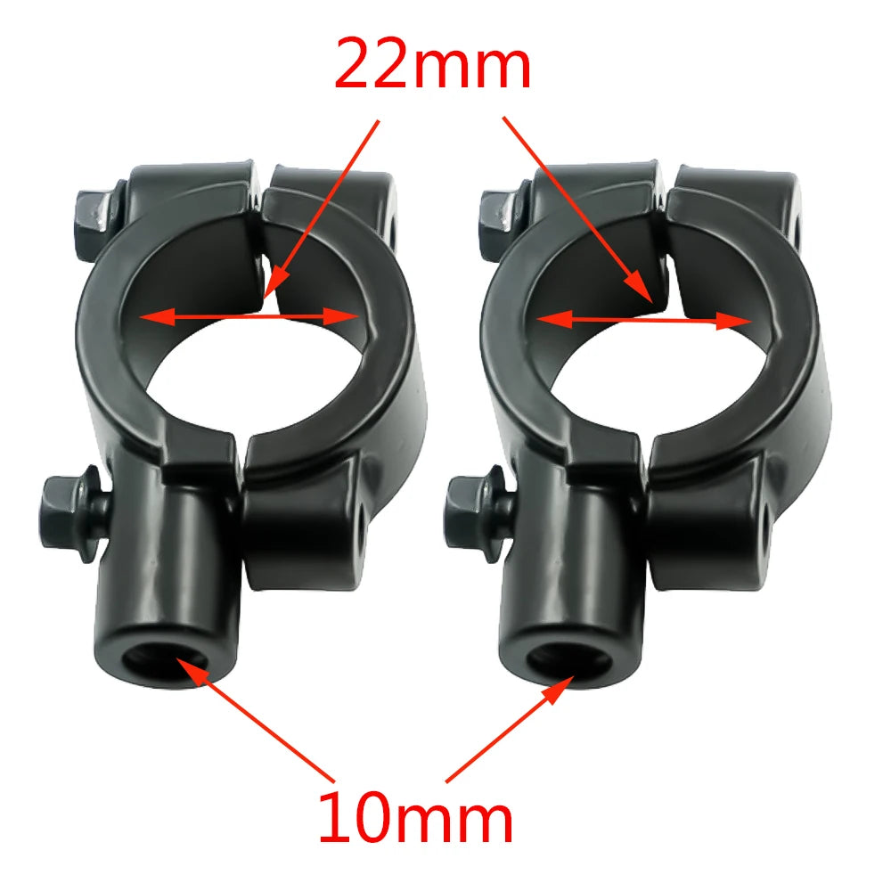 2PCS Motorcycle Accessories Black Silver Mirror Mount Clamp Rear View Mirror Holder 22mm 10mm 8mm 25mm