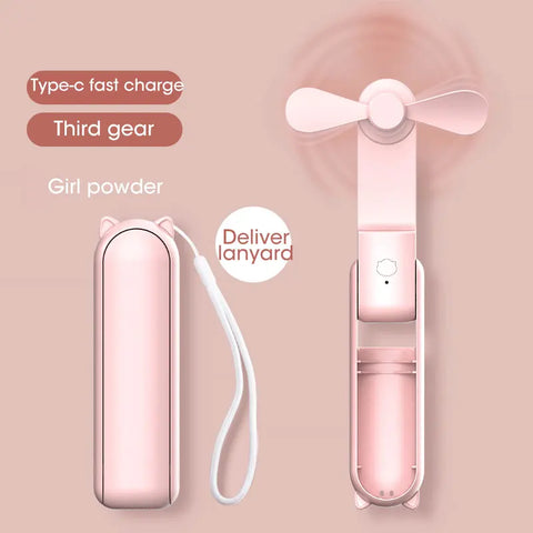 2000mAh Mini Portable Fan - USB Rechargeable, Collapsible Handheld & Desktop Fan for Office and Home