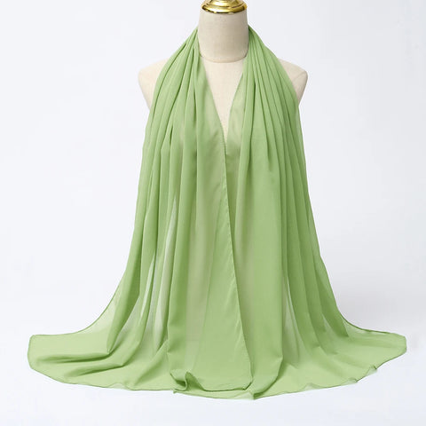 Elegant Muslim Chiffon Hijab Scarf - Lightweight Long Solid Color Head Wrap for Women