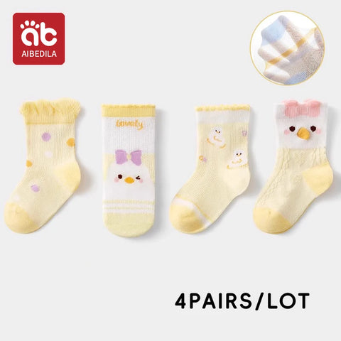 AIBEDILA Kids Soft Cotton Socks – 4 Pairs