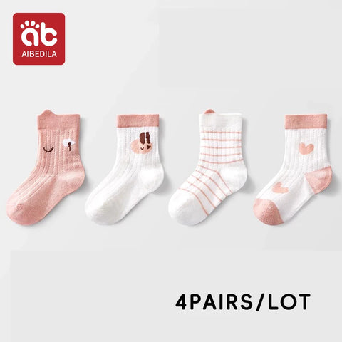 AIBEDILA Kids Soft Cotton Socks – 4 Pairs