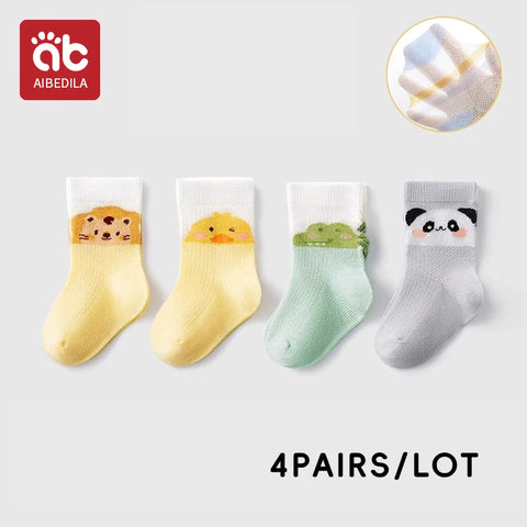 AIBEDILA Kids Soft Cotton Socks – 4 Pairs