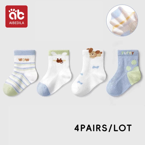 AIBEDILA Kids Soft Cotton Socks – 4 Pairs
