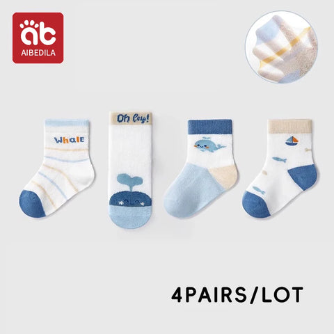 AIBEDILA Kids Soft Cotton Socks – 4 Pairs
